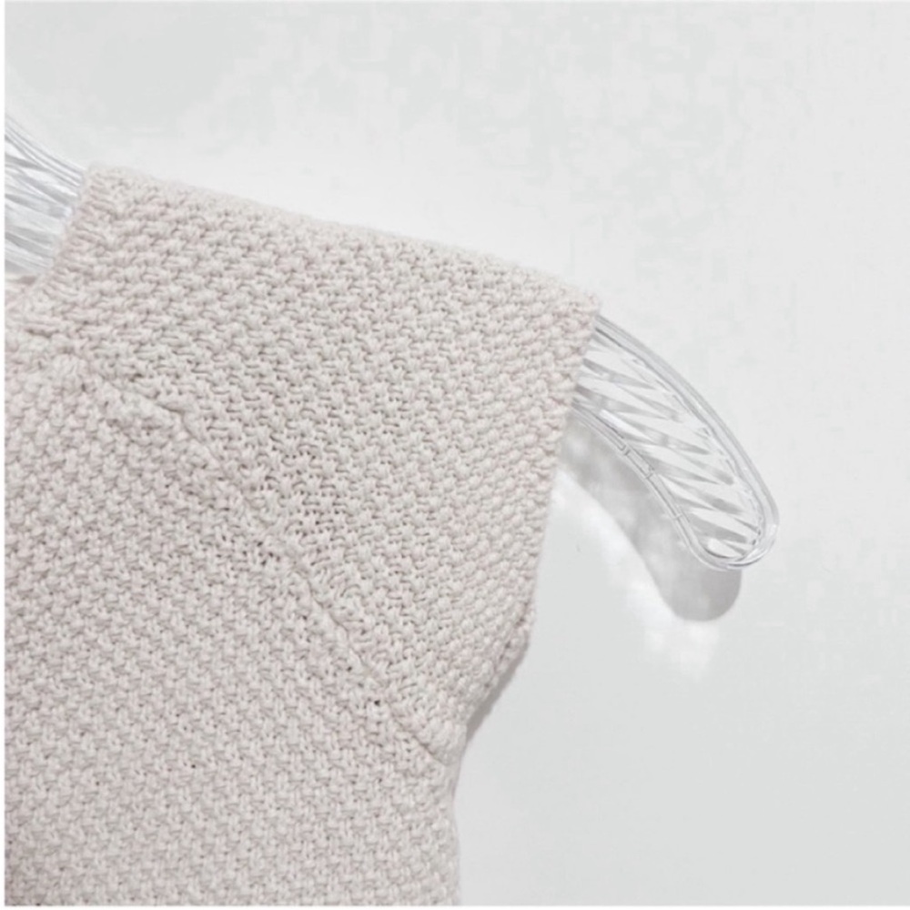 Zara BabyGirl sweater dress tan red gingham knit cap sleeves drop waist - Picture 5 of 8